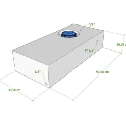 Vecam Watertank 70 liter 90 x 40 x 20 cm wit< Watertanks