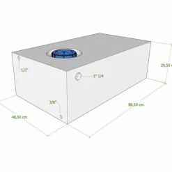 Vecam Watertank 125 liter 89 x 49 x 30 cm wit< Watertanks