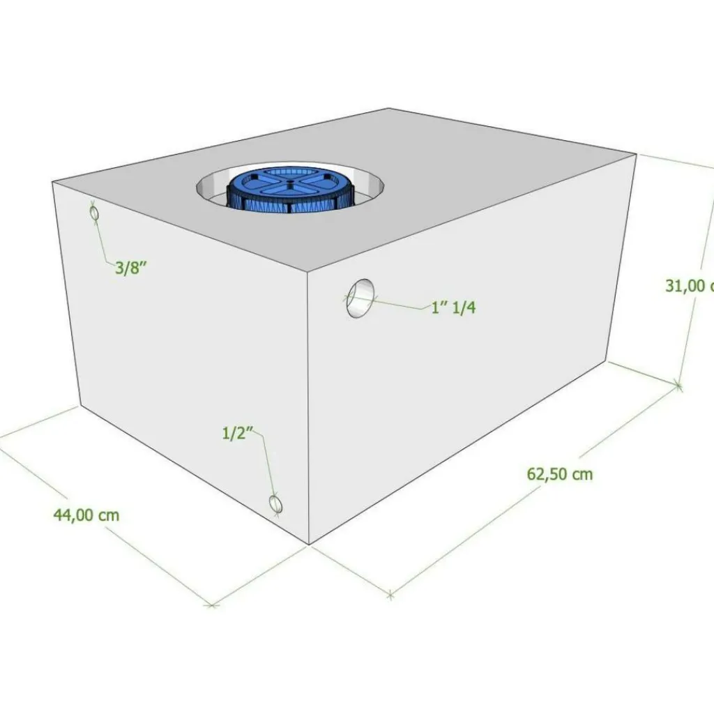 Vecam Watertank 85 liter 63 x 44 x 31 cm wit< Watertanks