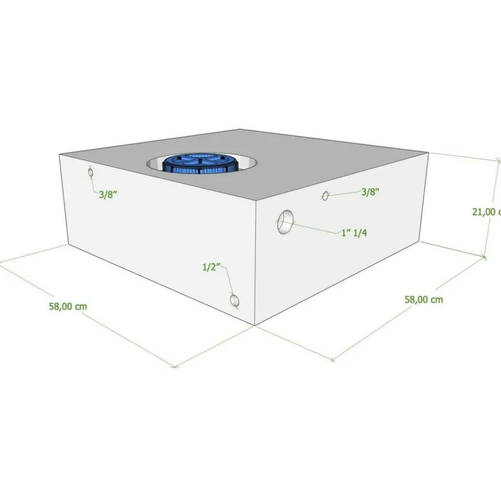 Vecam Watertank 70 liter 58 x 58 x 21 cm wit< Watertanks