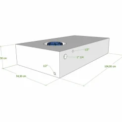 Vecam Watertank 120 liter 104 x 55 x 21 cm wit< Watertanks