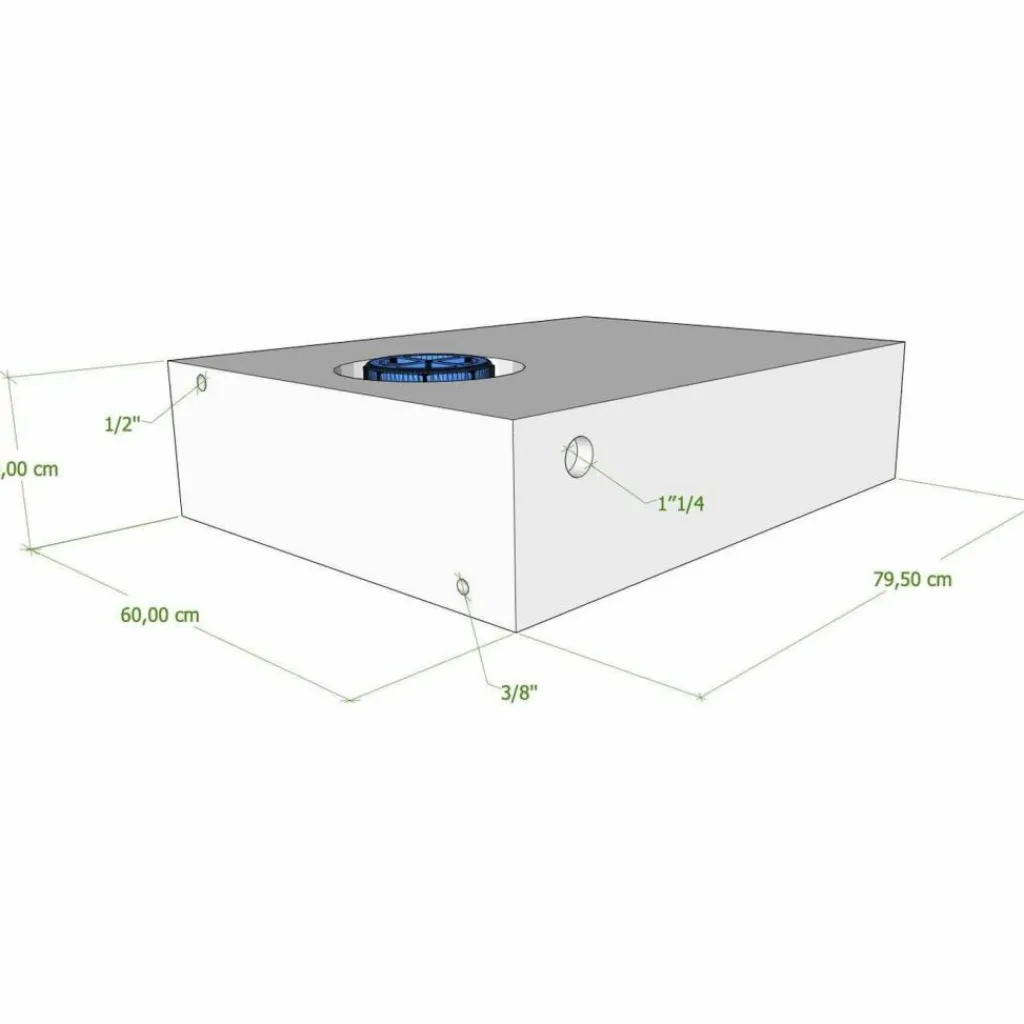 Vecam Watertank 95 liter 80 x 60 x 20 cm wit< Watertanks