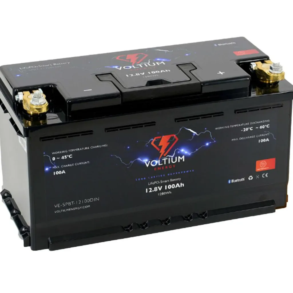 Voltium Energy Smart LiFePO4 accu 12,8V - 100Ah DIN< Accu's & Batterijen