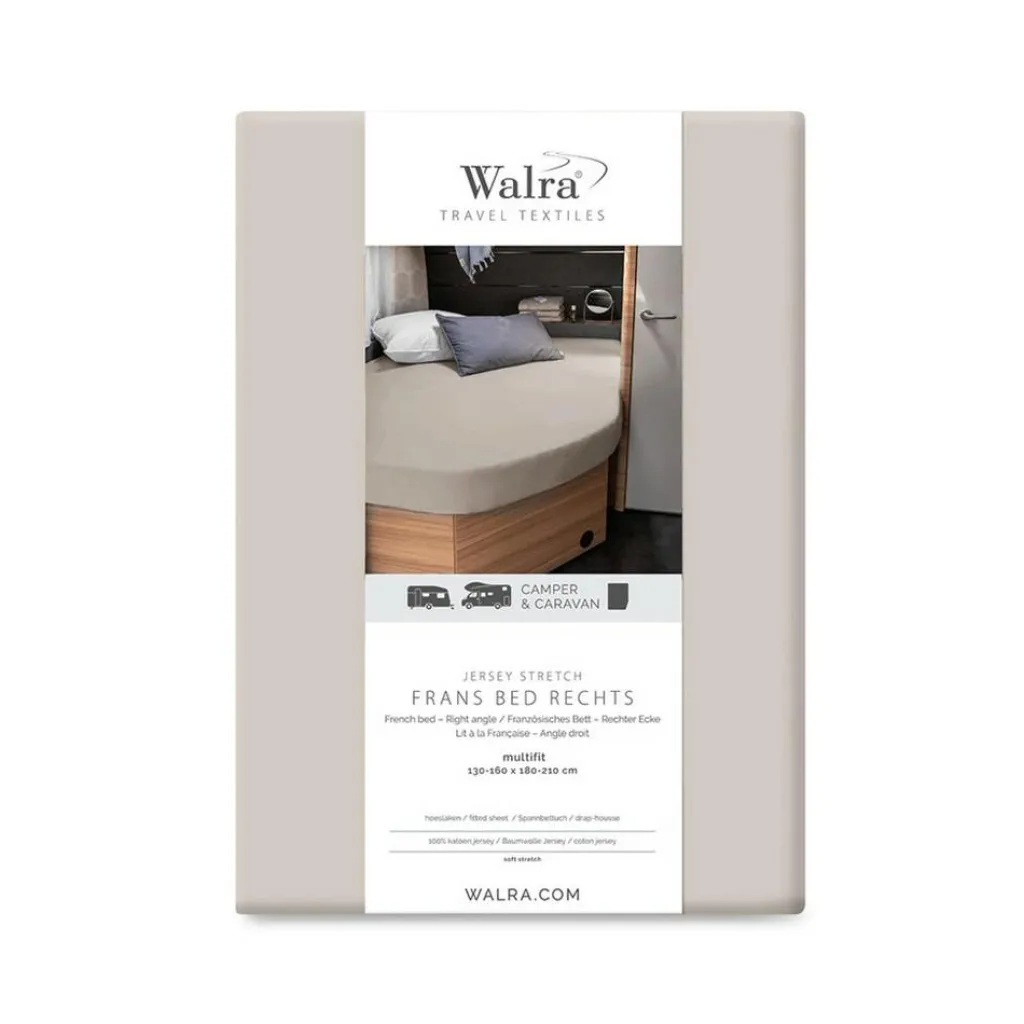 Walra Travel Jersey hoeslaken Frans bed rechts zand< Beddengoed