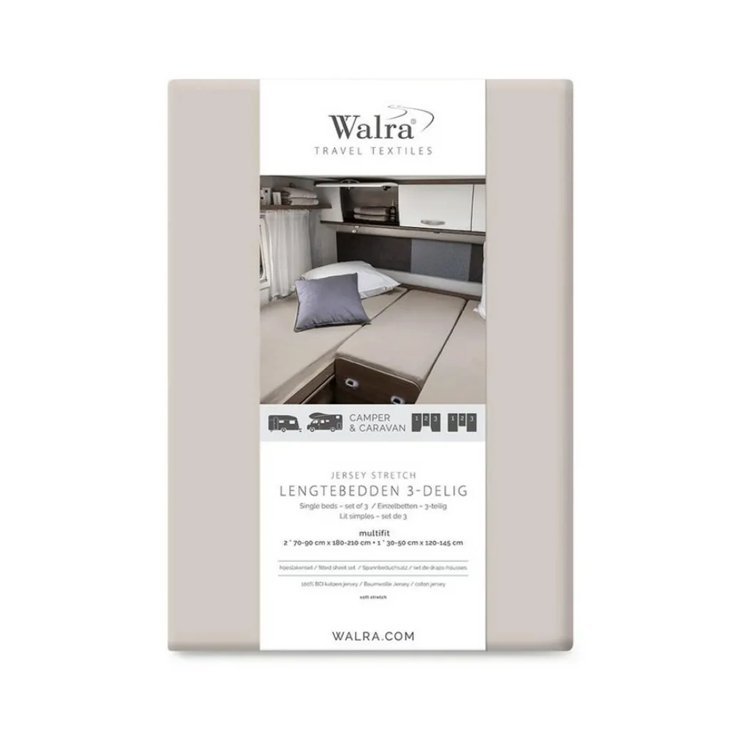 Walra Travel Jersey hoeslaken 3-delig zand< Beddengoed