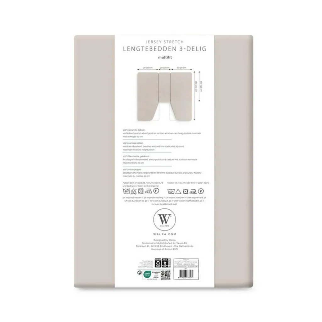 Walra Travel Jersey hoeslaken 3-delig zand< Beddengoed