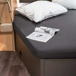 Walra Travel Jersey hoeslaken Frans bed links antraciet< Beddengoed