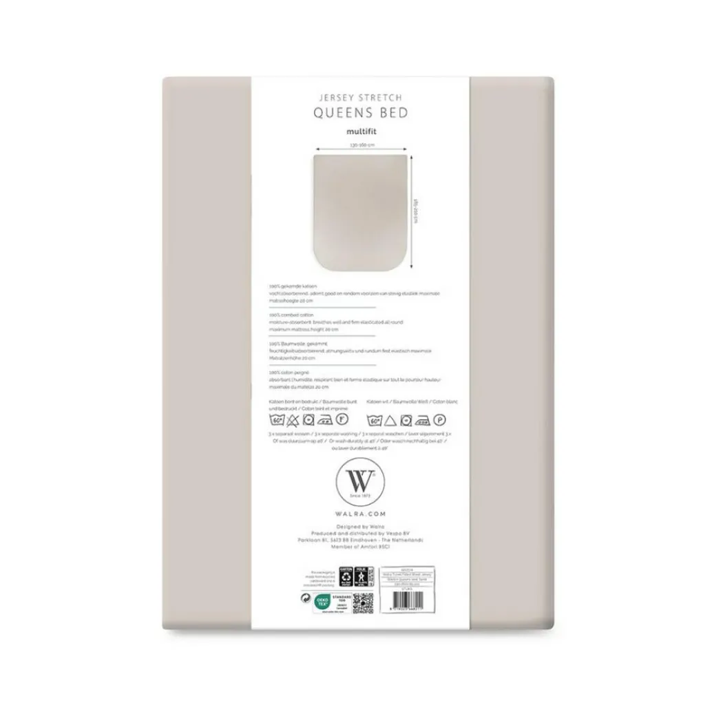 Beddengoed-Walra Travel Jersey hoeslaken Queens bed zand