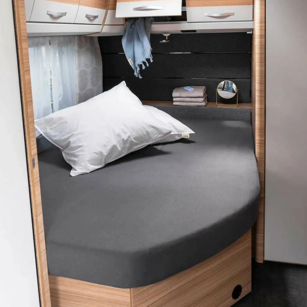 Beddengoed-Walra Travel Jersey hoeslaken Frans bed rechts antraciet