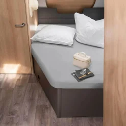 Walra Travel Jersey hoeslaken Frans bed links grijs< Beddengoed