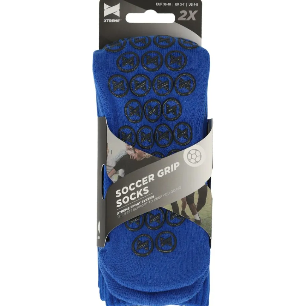 Voetbalkleding-Xtreme Sockswear Grip voetbalsokken kobalt blue 2-pack