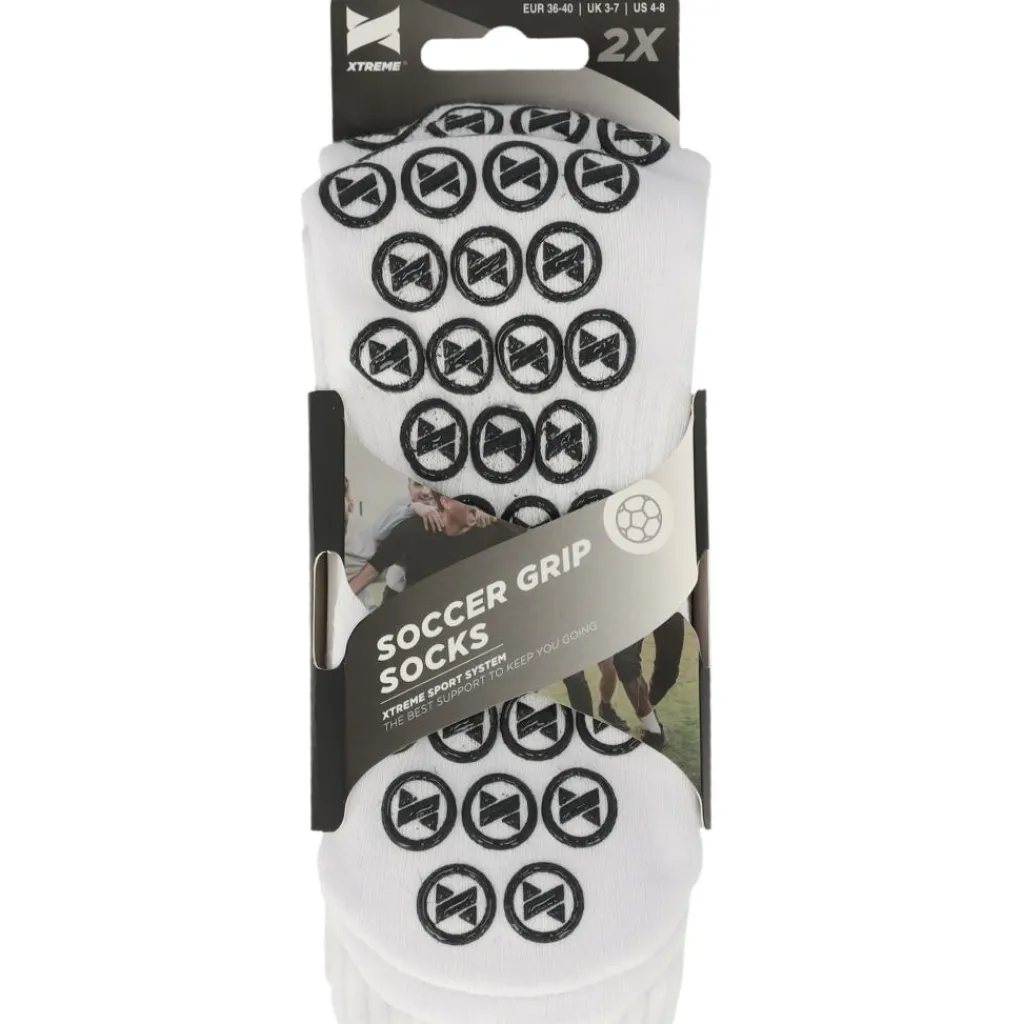 Xtreme Sockswear Grip voetbalsokken white 2-pack< Voetbalkleding
