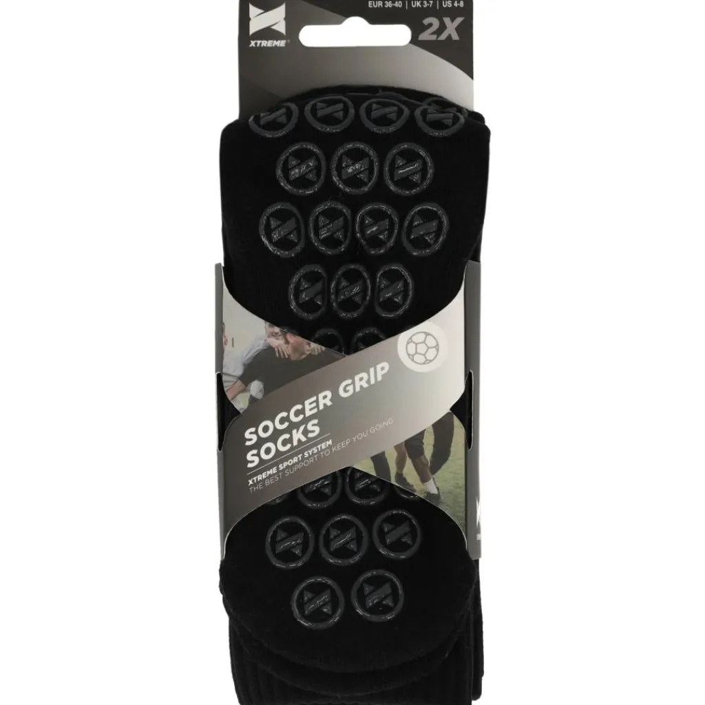 Xtreme Sockswear Grip voetbalsokken black 2-pack< Voetbalkleding