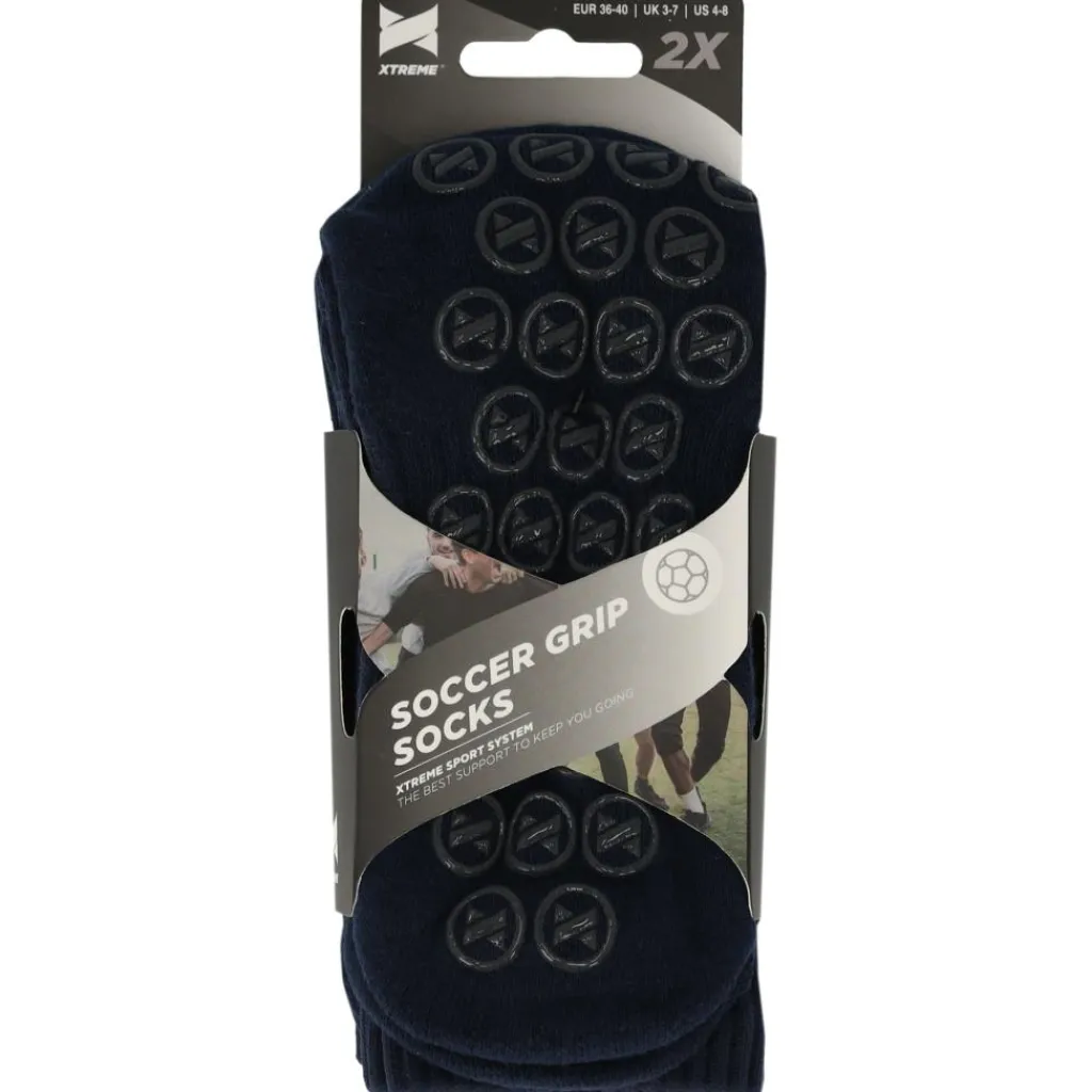 Voetbalkleding-Xtreme Sockswear Grip voetbalsokken navy 2-pack
