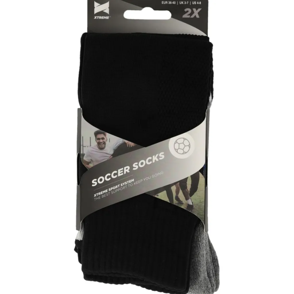 Xtreme Sockswear Pro Soccer voetbalsokken black 2-pack< Voetbalkleding