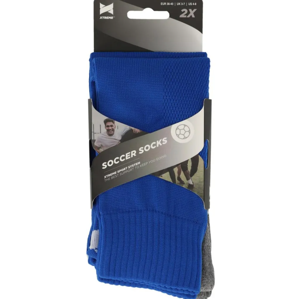 Voetbalkleding-Xtreme Sockswear Pro Soccer voetbalsokken kobalt blue 2-pack