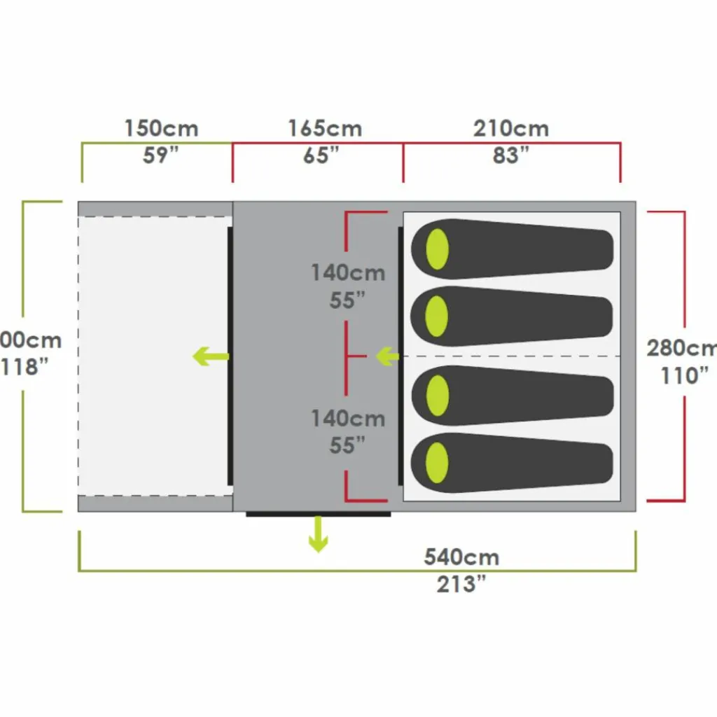 Zempire EVO TM V2 opblaasbare tent green< 4-Persoons Tent|Tunneltenten