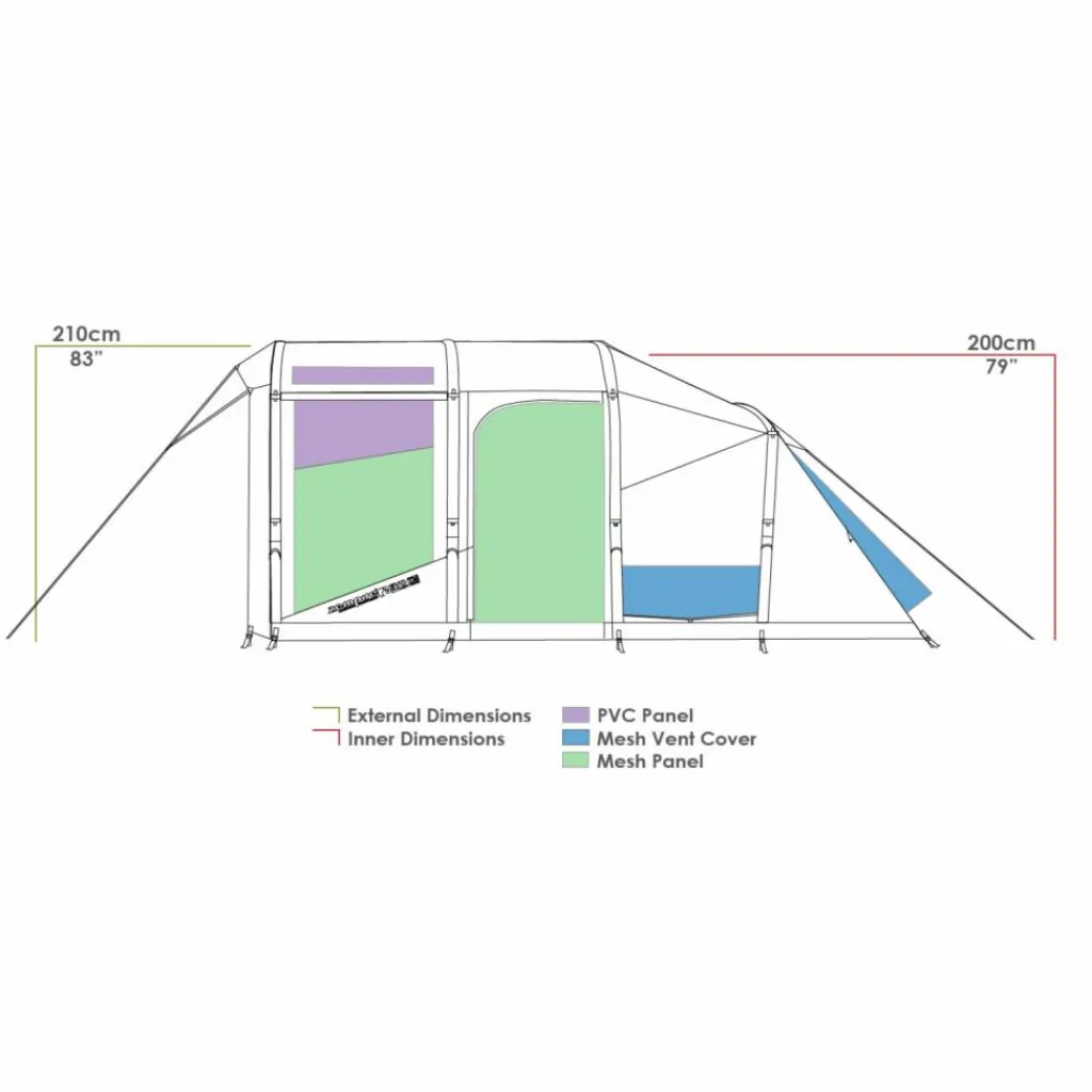 Zempire EVO TM V2 opblaasbare tent green< 4-Persoons Tent|Tunneltenten